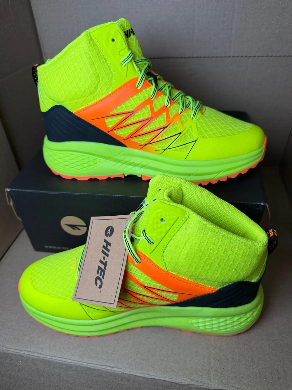 Hi-Tec Men’s Neon Green & Orange High-Top Sneakers